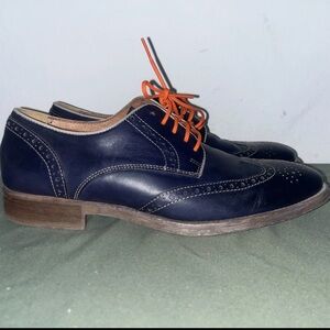 Johnston & Murphy J&M 1850 Men’s 10M Blue Leather Shoes Style 20-6837 Wing Tip